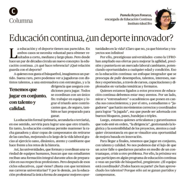 Columna de #Opinión de Pamela Reyes Fonseca , publicada en El Austral Temuco (01/11/2024)